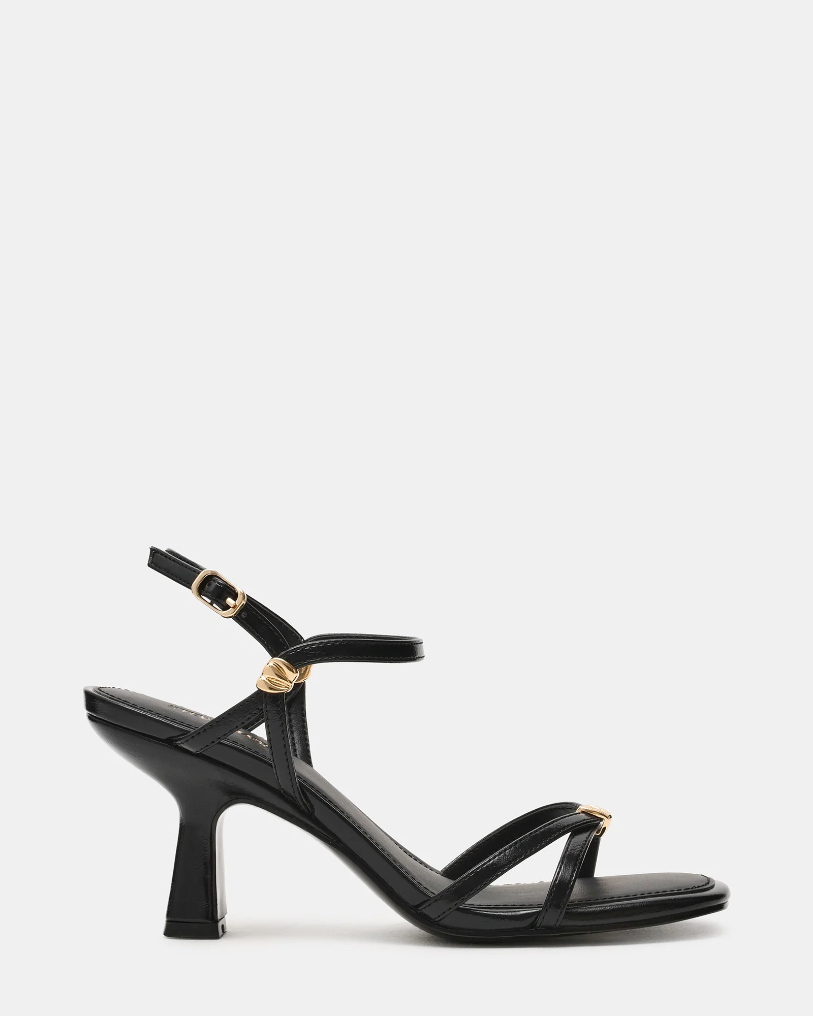 POSY Black Gold-Detail Strappy Square-Toe Women's Heel | Steve Madden (US)