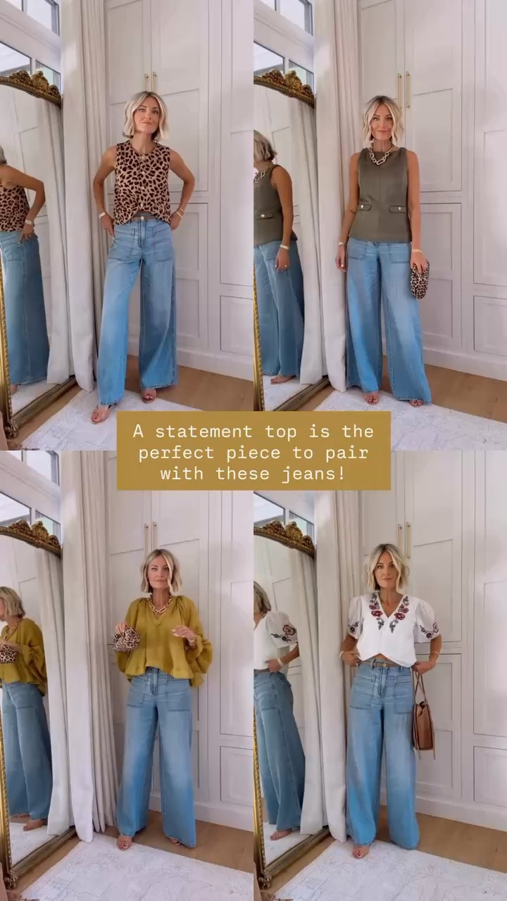 A statement top with a pair of jeans is such an easy combo that will make you feel put together while still comfortable! So cute for a date night or girls night!

Loverly grey, palazzo jeans Target, affordable fashion finds, style finds for fall, how to style wide leg jeans

#LTKootd #LTKSeasonal #LTKWorkwear