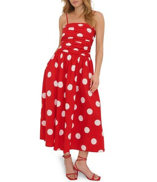 Nobody's Child Alice Cotton Polka Dot Drop Waist Strapless Midi Dress - 6 | Dillard's