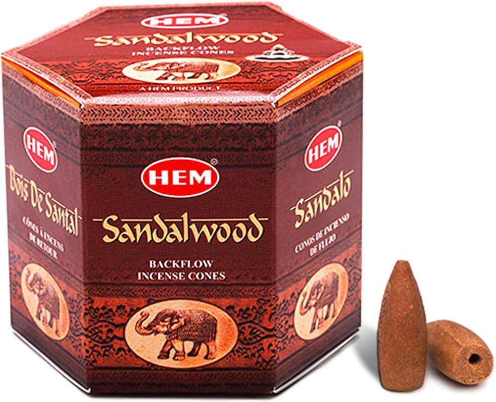 HEM Sandalwood Backflow Incense Cones – Pack of 40 Brown Cones | Long-Lasting Natural Aroma for... | Amazon (US)
