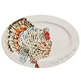 Mud Pie Watercolor Turkey Platter, White, 14"" x 20 1/2""" | Amazon (US)