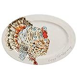 Mud Pie Watercolor Turkey Platter, White, 14"" x 20 1/2""" | Amazon (US)