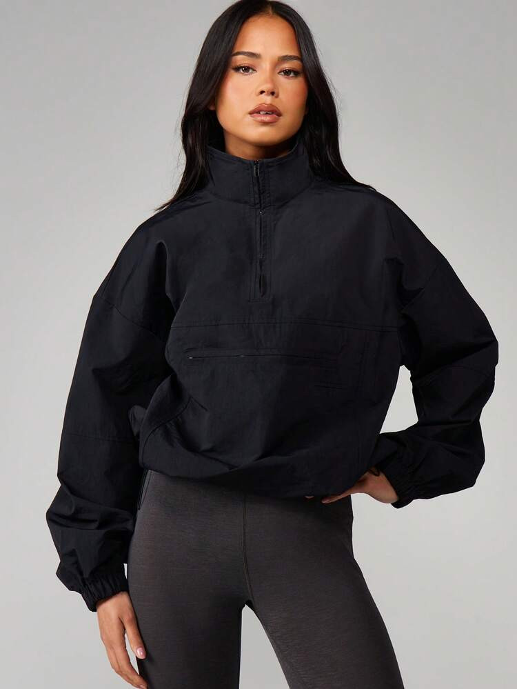 MISSGUIDED Funnel Neck Half Zip Pullover Windbreaker Jacket With Elastic Cuffs And Waistband For Fall Spring Layering Outerwear
4.62
(8)
 | SHEIN