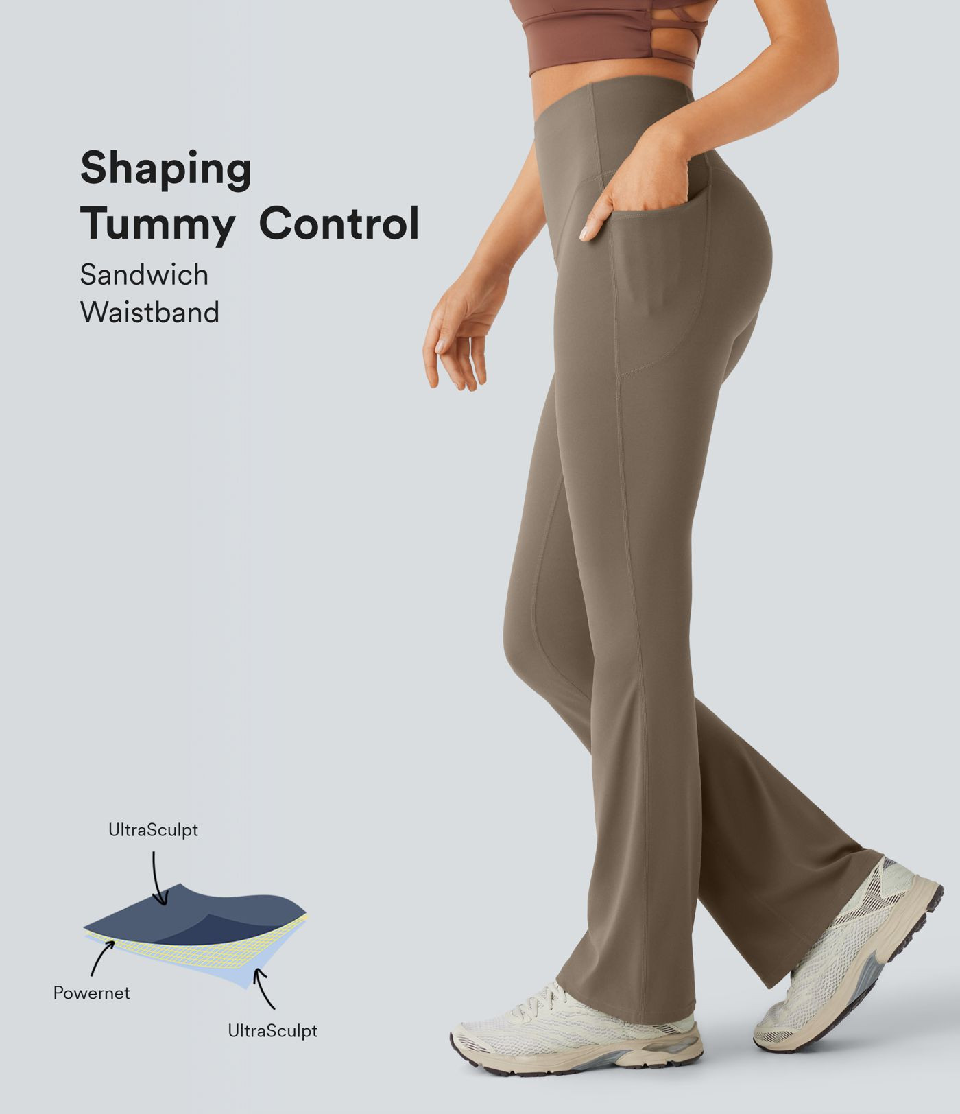 Women’s Halara UltraSculpt™ High Waisted Tummy Control Pocket Shaping Yoga Bootcut Leggings -... | HALARA