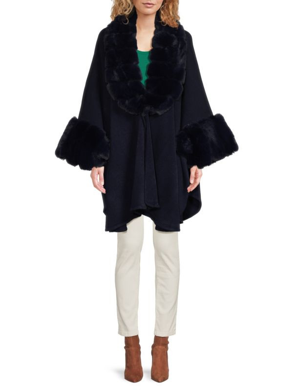 Faux Fur Trim Asymmetric Ruana | Saks Fifth Avenue OFF 5TH