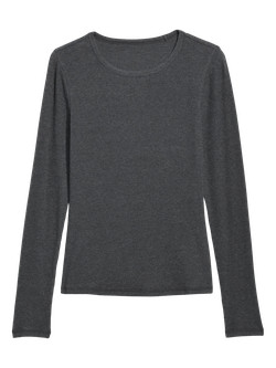 Plush Long-Sleeve Rib-Knit Slim-Fit T-Shirt for Women | Old Navy (US)
