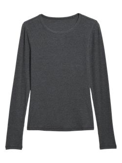 Plush Long-Sleeve Rib-Knit Slim-Fit T-Shirt for Women | Old Navy (US)