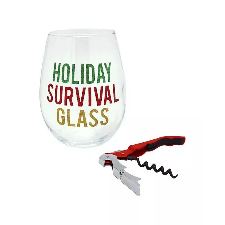 TMD Holdings TMD Holiday Survival Glass Oversized Wine Glass with Opener - Walmart.com | Walmart (US)