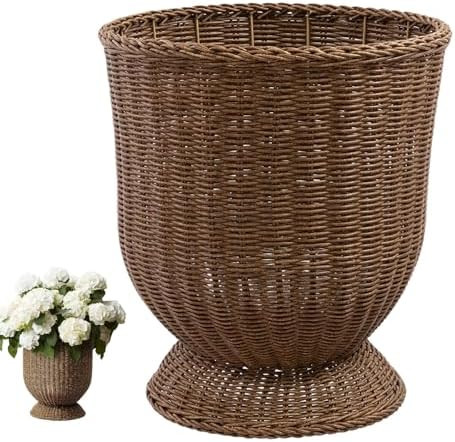 14 Inch Handwoven Boho Wicker Basket,Woven Decorative Storage Basket and Planter for Porch Patio ... | Amazon (US)