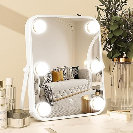 ROLOVE Vanity Mirror with Lights, Hollywood Makeup Mirror with Light, 10"x12" Lighted Desktop Mak... | Amazon (US)