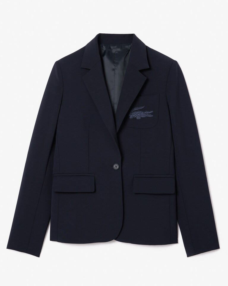 Women's Embroidered Logo Slim Fit Wool Blazer | Lacoste (US)
