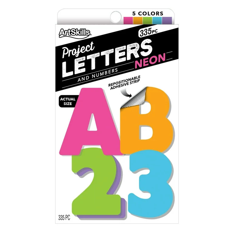 ArtSkills 2.5" Paper Letters and Numbers, for School Projects and Posters, Neon Colors, 335Pc | Walmart (US)