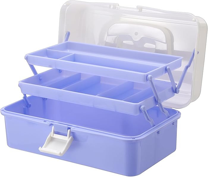 Hipiwe 3-Layer Plastic Storage Box 12.8" Multipurpose Craft Organizers with Dividers & Handle, Ha... | Amazon (US)