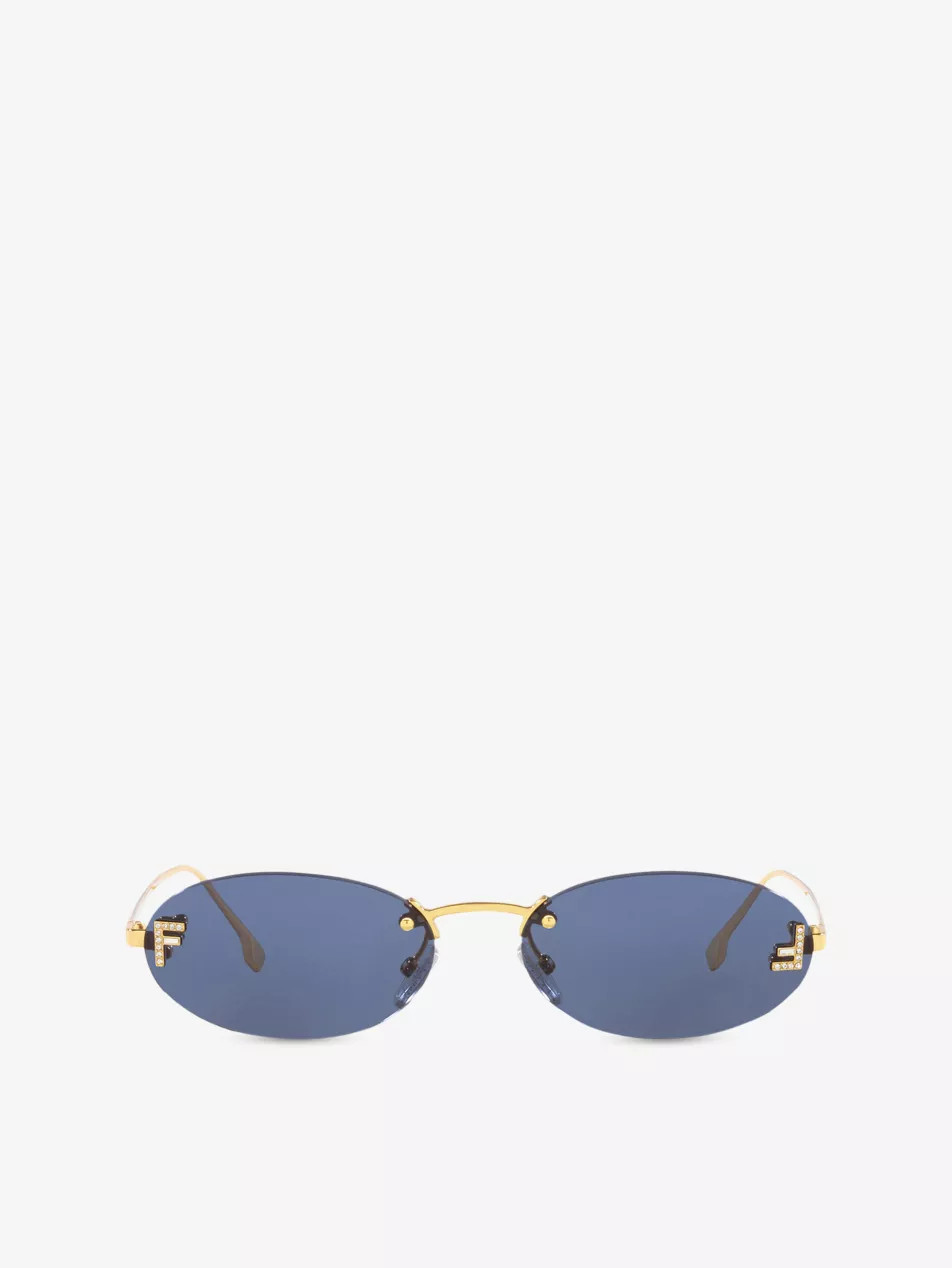 FE4075US oval-frame metal sunglasses | Selfridges