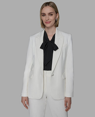KARL LAGERFELD PARIS Women's Notched Lapel One Button Blazer - Macy's | Macy's