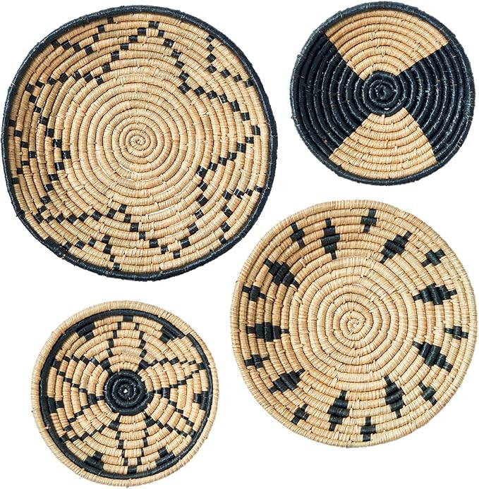 Artera Wicker Wall Basket Decor- Hanging Woven Seagrass Flat Baskets, Round Boho Wall Basket Deco... | Amazon (US)