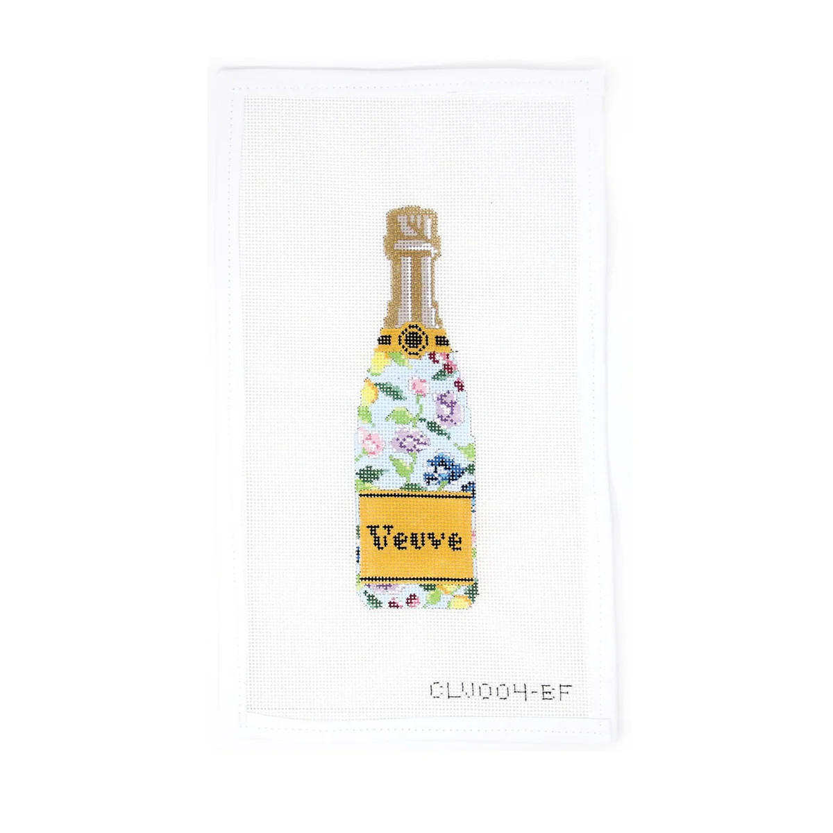 Blue Floral Champagne Bottle | Greystone Needlepoint