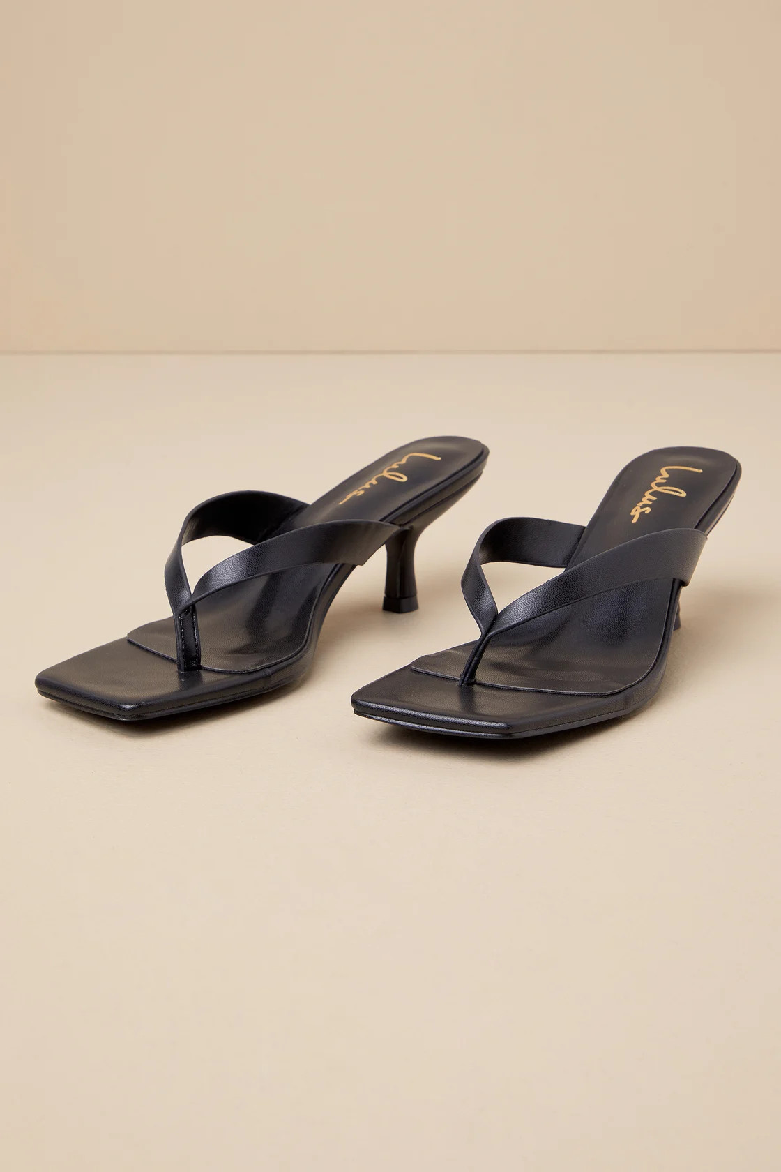 Wistery Black Kitten Heel Thong Sandals | Lulus