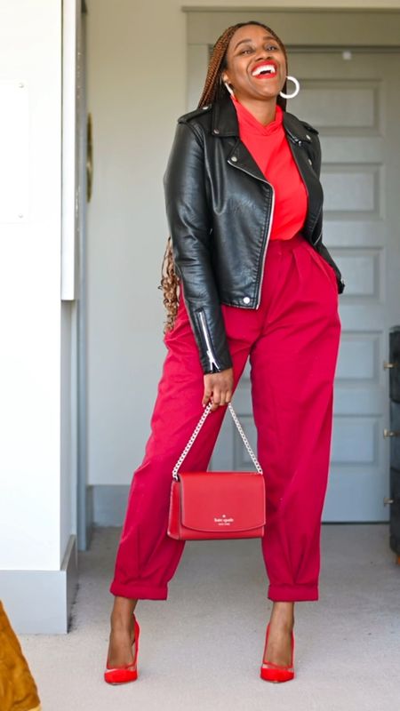 I have these pants in three different colors and love them so much! The red is no longer available, but the black and faux leather is! 

#LTKSeasonal #LTKstyletip #LTKworkwear
