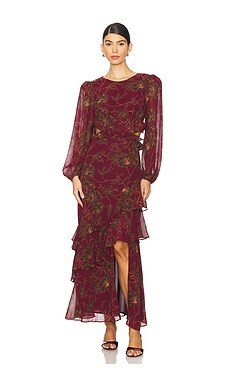 ASTR the Label Biella Dress in Plum & Brown Flora; from Revolve.com | Revolve Clothing (Global)