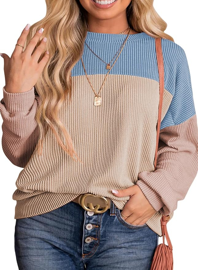 Eytino Plus Size Sweatshirt for Women Striped Colorblock Long Sleeve Crewneck Casual Loose Pullov... | Amazon (US)