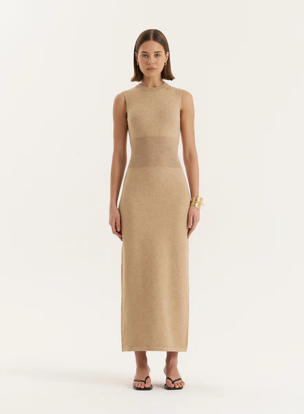 Beige Sleeveless Knitted Maxi Dress- Dai | 4th & Reckless