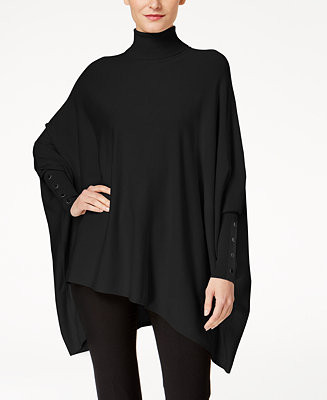 Petite Turtleneck Poncho Sweater, Created for Macy's | Macys (US)