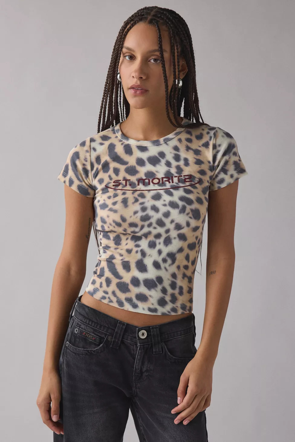 St. Moritz Snow Leopard Graphic Baby Tee | Urban Outfitters (US and RoW)