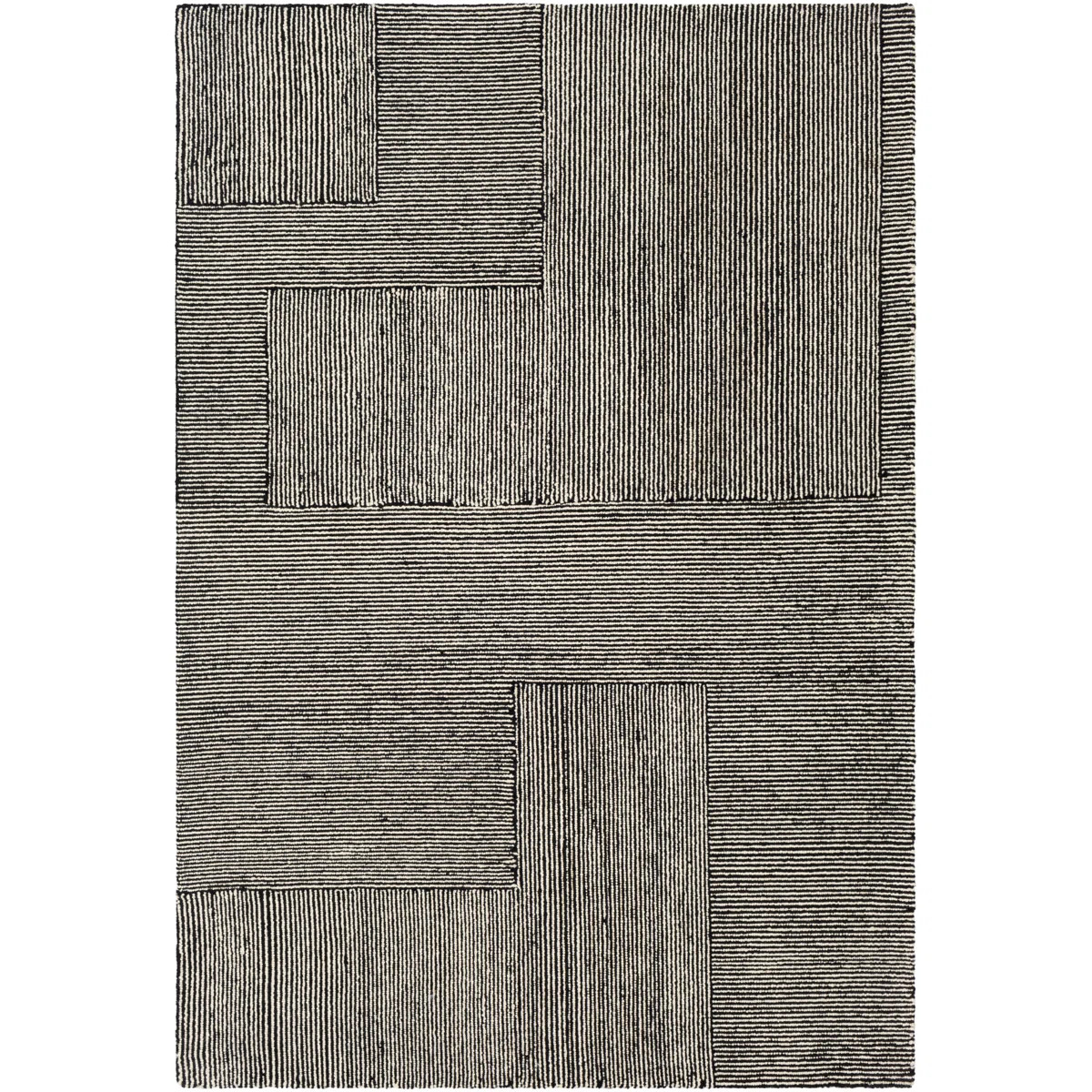 Peeta Geometric Hand-Tufted Wool Black/Ivory Area Rug | Wayfair North America
