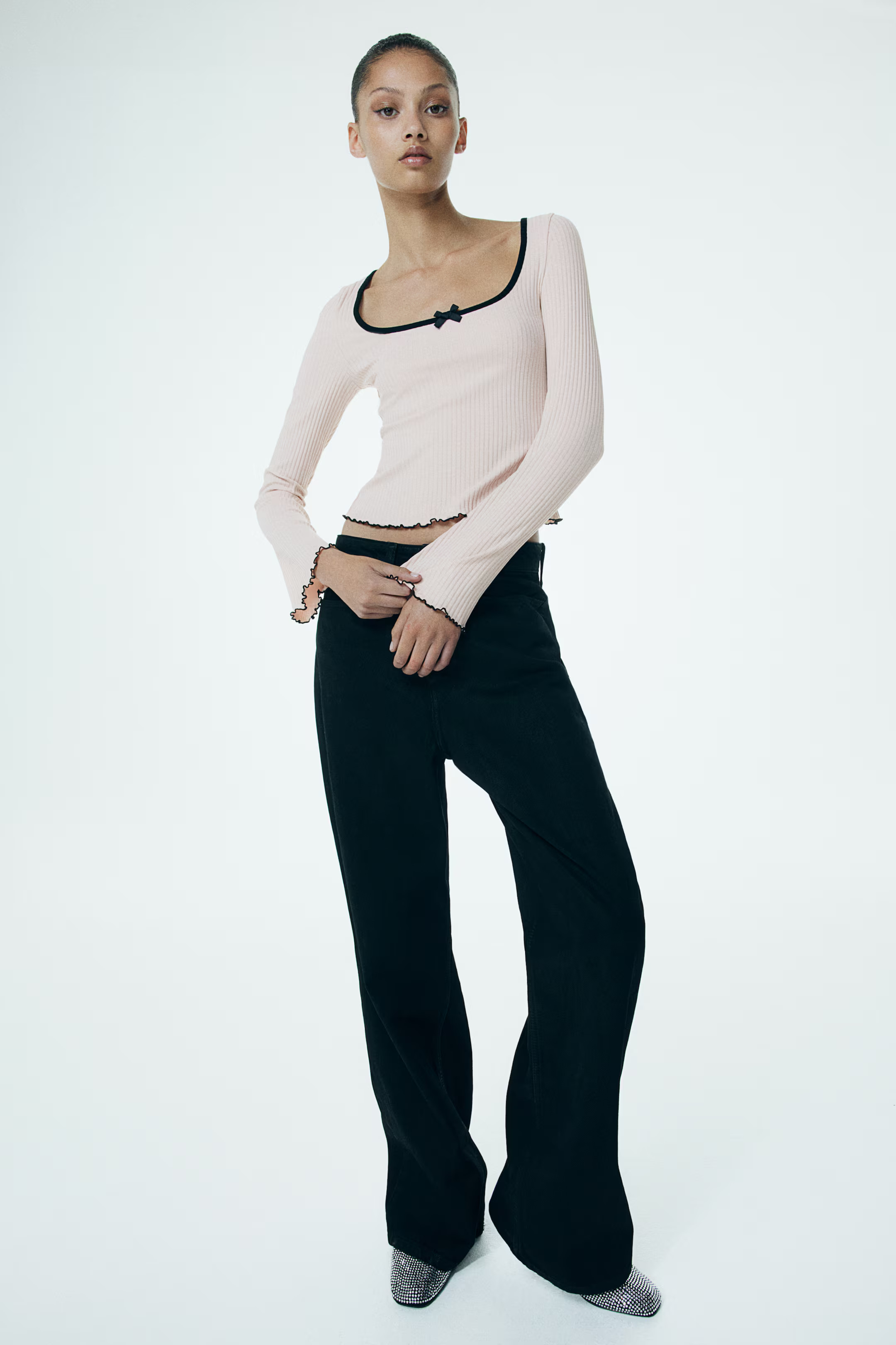 Ribbed Top with Overlocked Trim | H&M (US + CA)