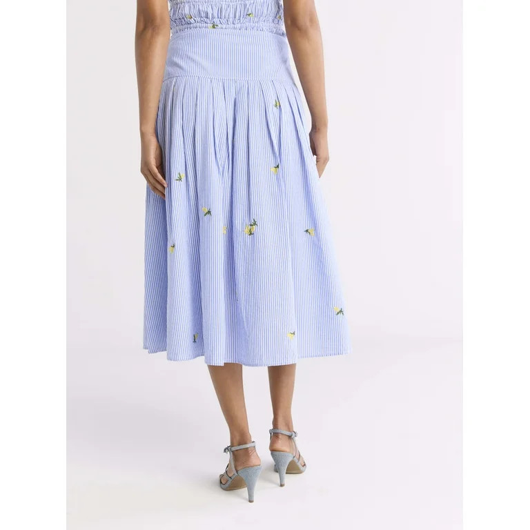 Free Assembly Women's and Women’s Plus Pleated Cotton Maxi Skirt, Sizes 0-28W | Walmart (US)