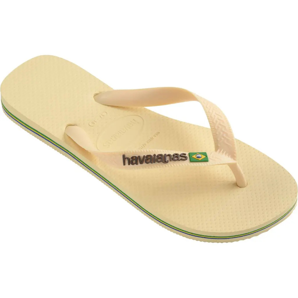 Havaianas Brazil Logo Flip Flop in Buttercream at Nordstrom, Size 39 | Nordstrom