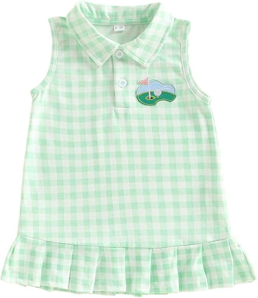 Toddler Baby Girl Baseball Outfit Sleeveless Polo Dress Spring Summer Girls Bow Casual Sport Dres... | Amazon (US)