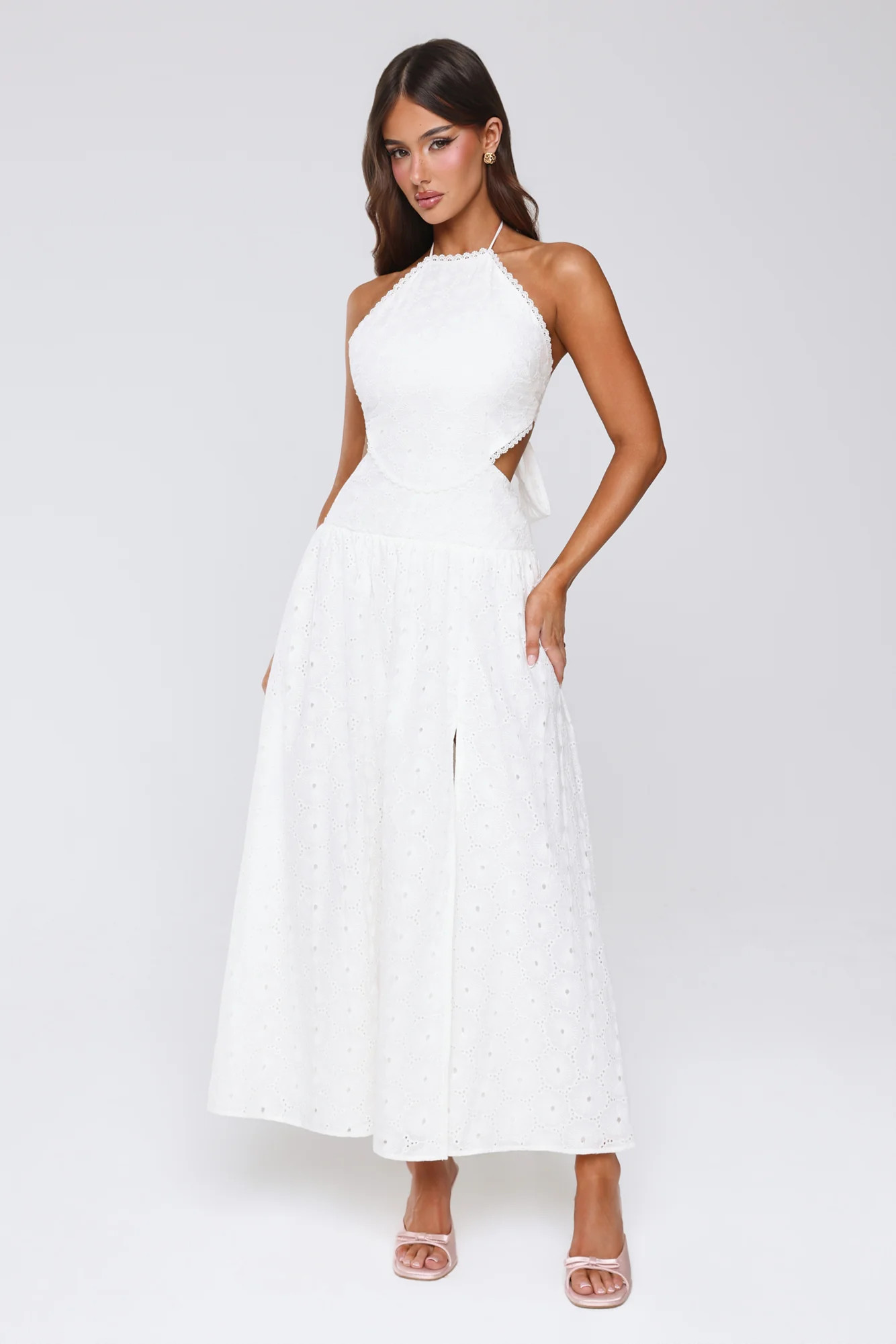 Soft Swoon Halter Maxi Dress Off White | Hello Molly (US)