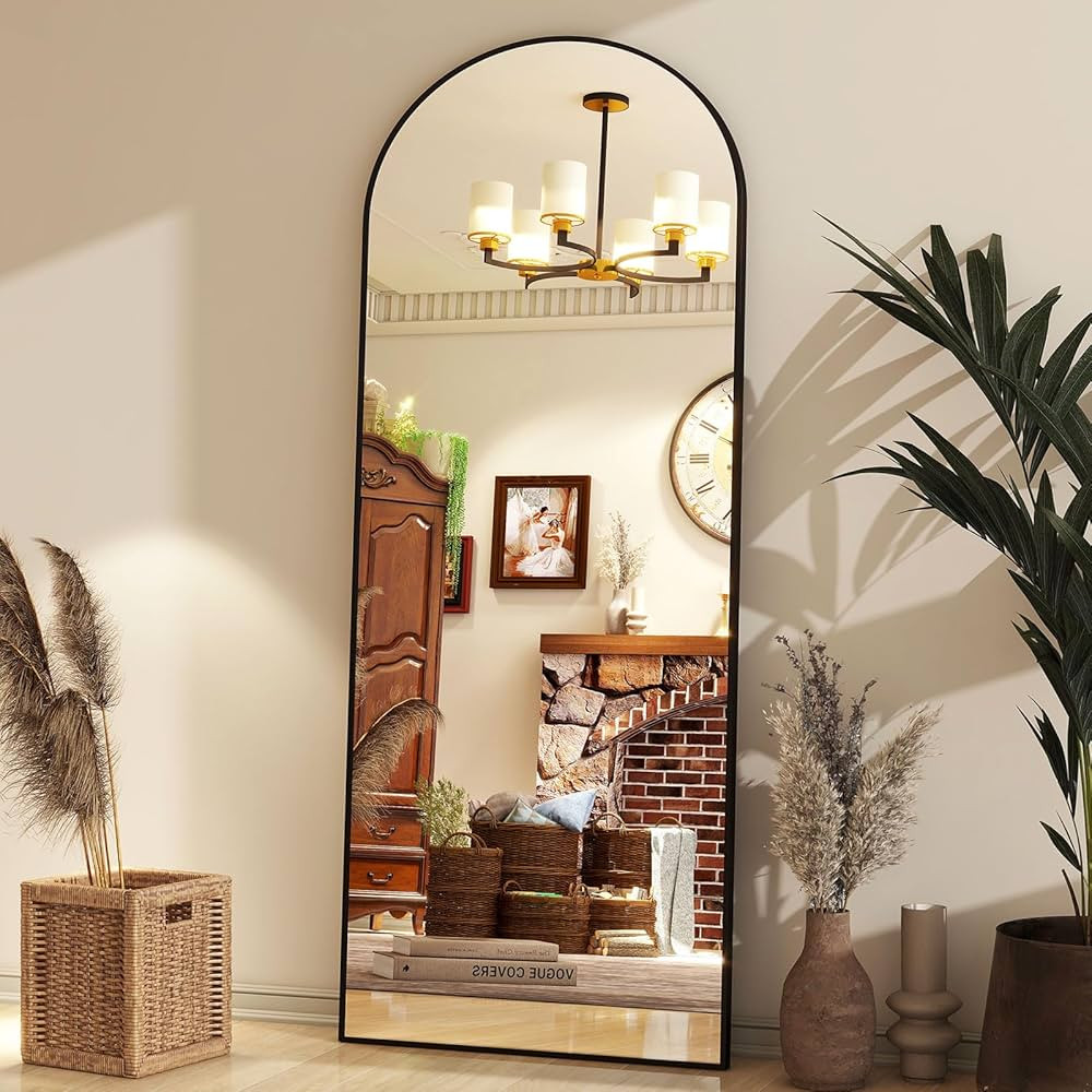 65"x24" Arch Floor Mirror, Full-Length Wall Mirror with Stand - Black, Aluminum Alloy Frame, Idea... | Amazon (US)