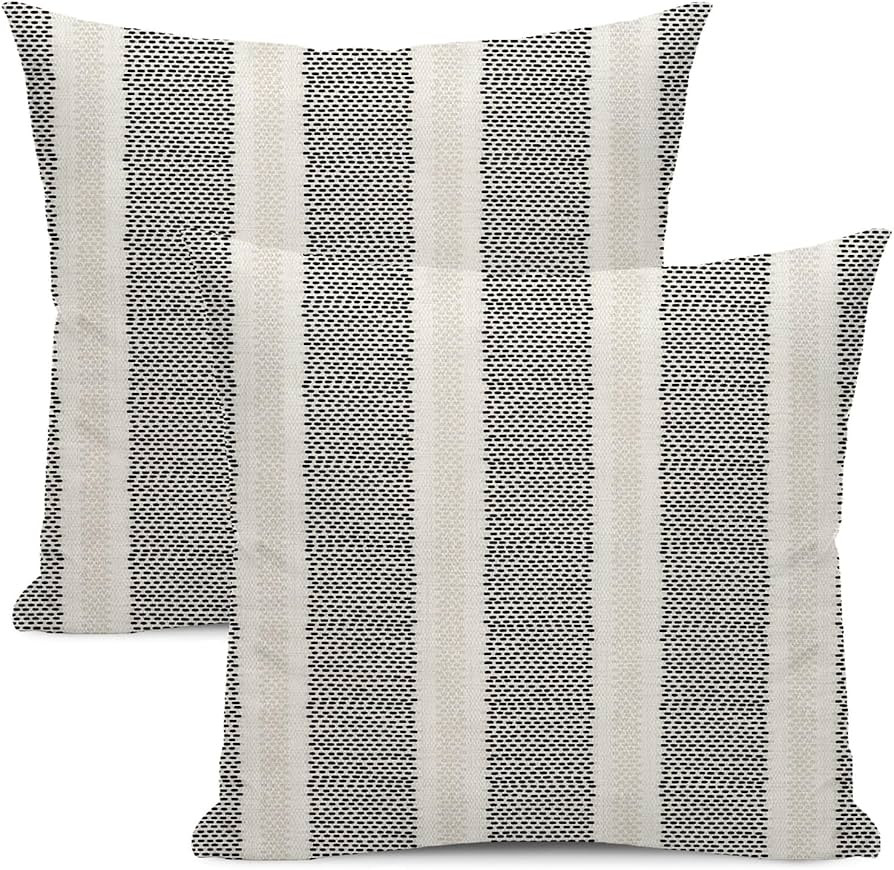 Black Pillow Covers 20x20 Inch 2 Pcs Boho Beige Polka Dots Striped Decor Throw Pillows Modern Geo... | Amazon (US)