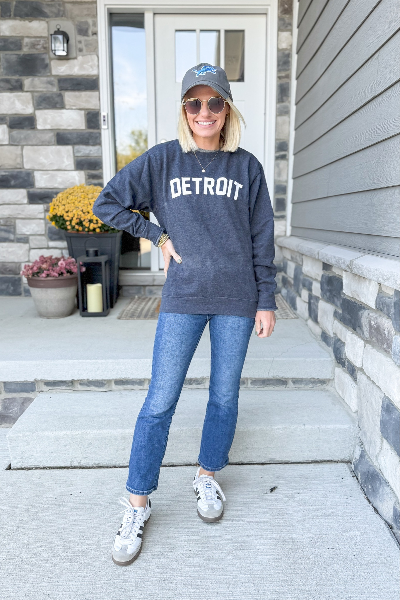 What I wore for. Detroit Lions football party! Sweatshirt- linked similar || jeans- 24/petite

#LTKSeasonal #LTKStyleTip #LTKFindsUnder100