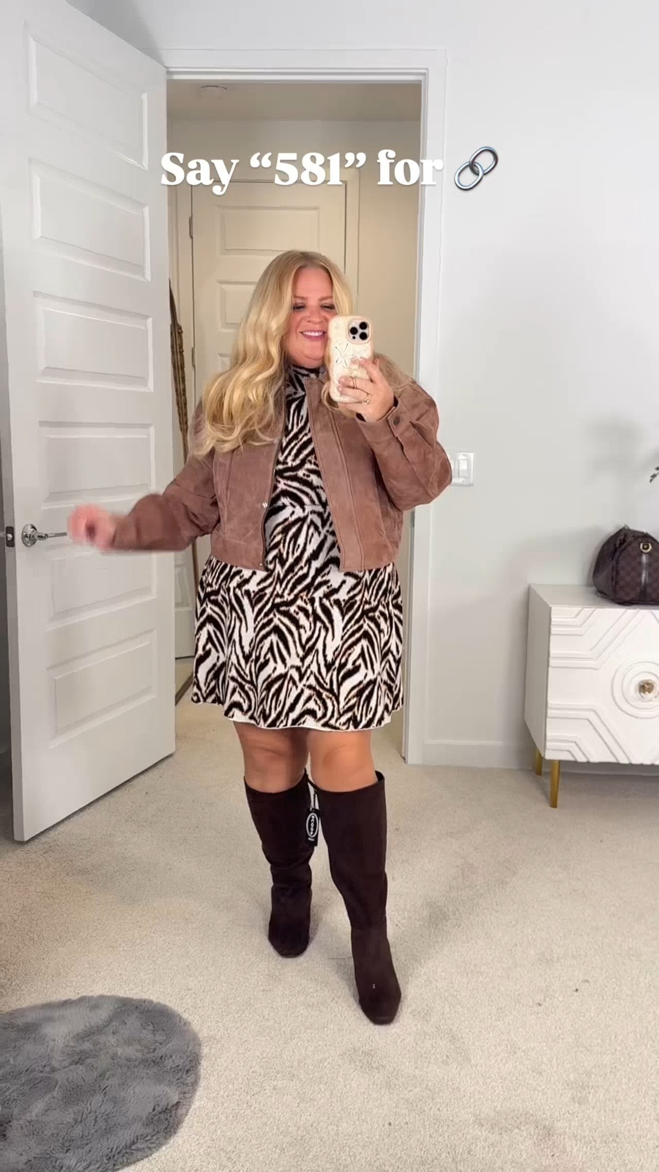 Dress xxl 
Jacket xxl
Boots are actually white calf very affordable cannot believe this is walmart head to toe!