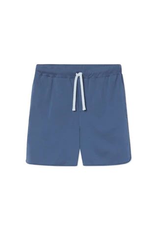 Men's Pima Curved Hem Shorts in Navy | LAKE Pajamas