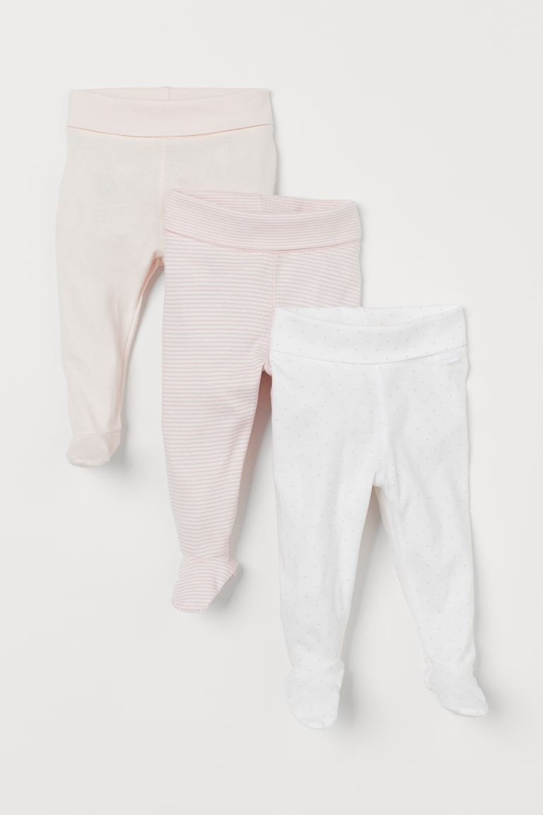 Footed leggings in soft organic cotton jersey. Wide foldover ribbing at waist. | H&M (US + CA)
