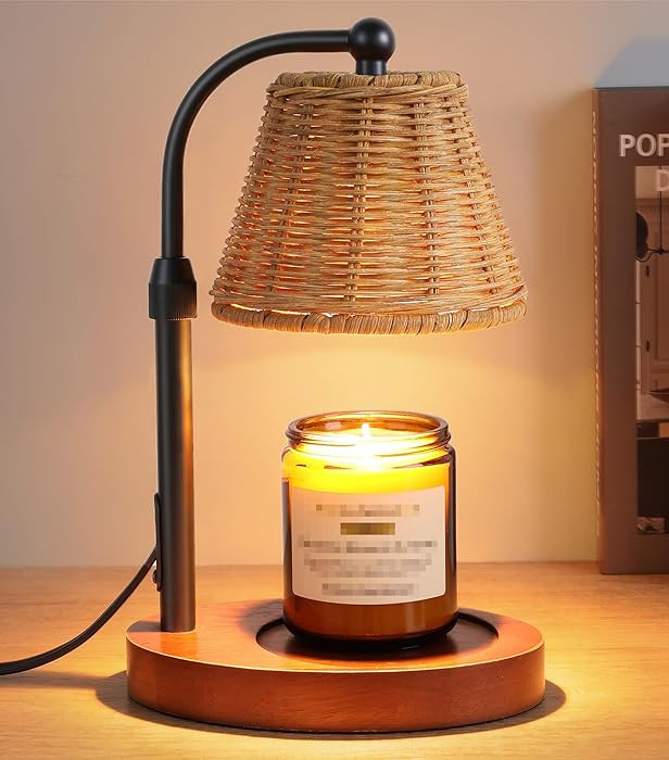 Candle Warmer Lamp with Timer Dimmer, Natural Weaving Boho Candle Lamp Birthday Gifts for Women, ... | Amazon (US)