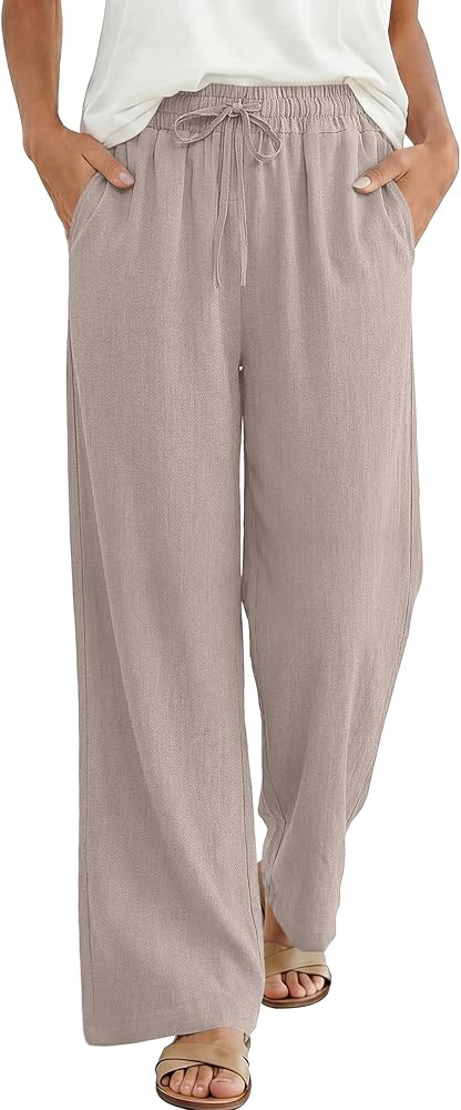 ANRABESS Women Wide Leg Palazzo Pants 2026 Summer Casual Loose Elastic High Waisted Flowy Lounge ... | Amazon (US)
