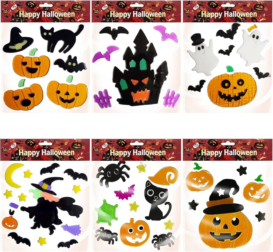Halloween Window Clings Decorations Gel Window Stickers Includes Ghosts Pumpkins Witch Bats Haunt... | Amazon (US)