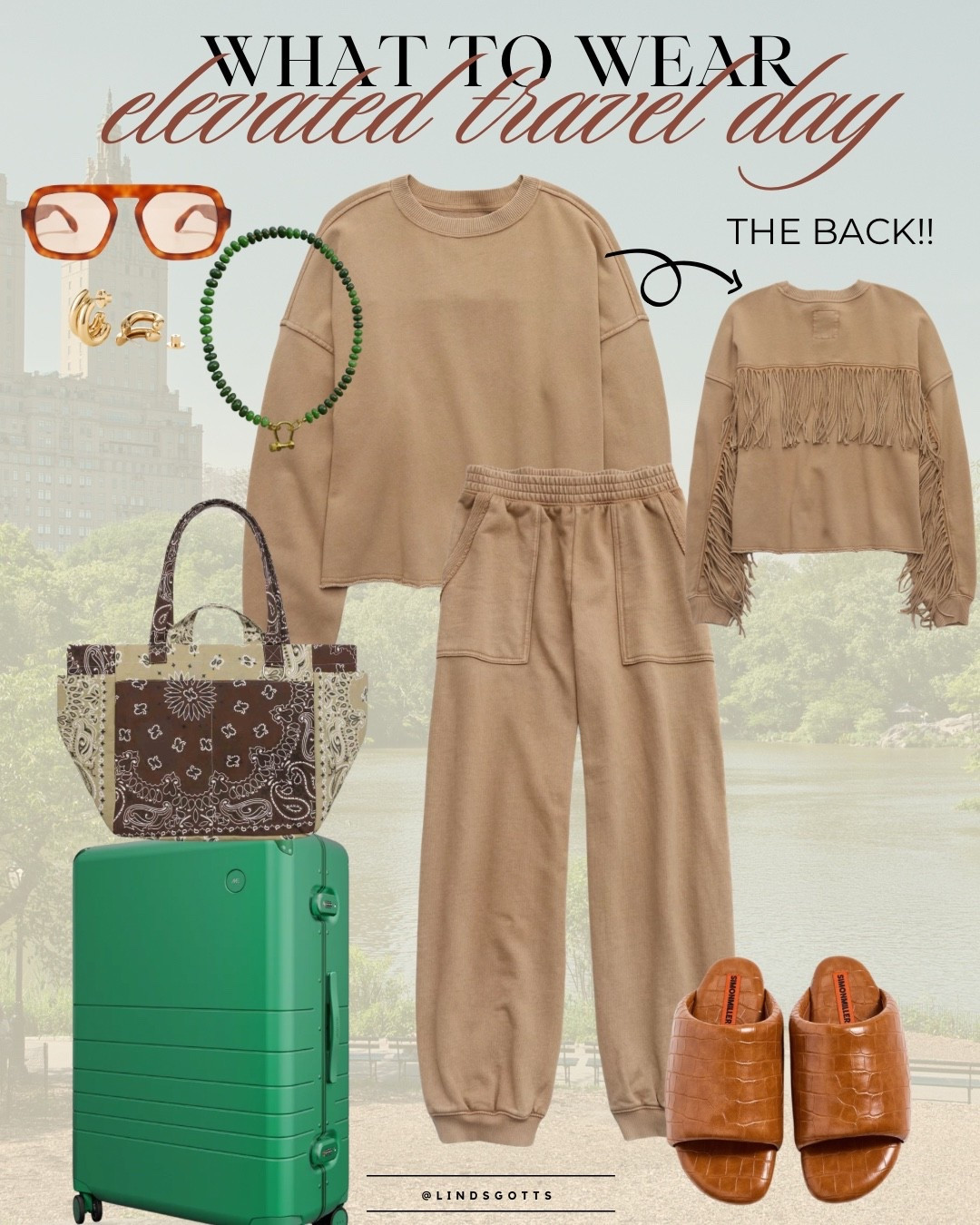 What to Wear: Travel Day 

A matching sweat set is always that girl for me. I have to be comfortable when I travel and this set from Aerie is the perfect lightweight material that layers well and doesn’t make me overheat. 

Paired with a Call it By Your Name tote that is absolutely worth the splurge. I snagged in Greece last summer and it’s solidified its place as one of my very best purchases. It fits SO MUCH and the zipper close comes in clutch. 

The Monos luggage is a new(er) purchase, but I can already tell it was an upgrade I desperately needed in my life. Plus the colorway sparks an immense amount of joy. 

#LTKTravel #LTKSaleAlert