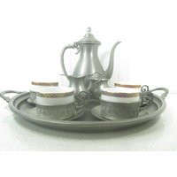 Antique Pewter Tea Set, Vintage Set, Kronester Bavaria, Shirley Hand Made, Pot, Sugar & Creamer, Tray, Wedding Decor | Etsy (US)