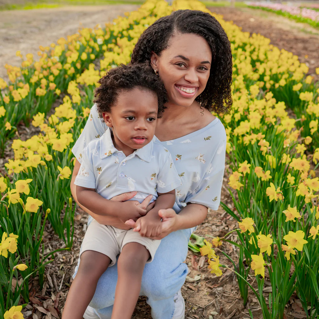 Toddler Short Sleeve Polo in Ice Rabbit | Kyte BABY