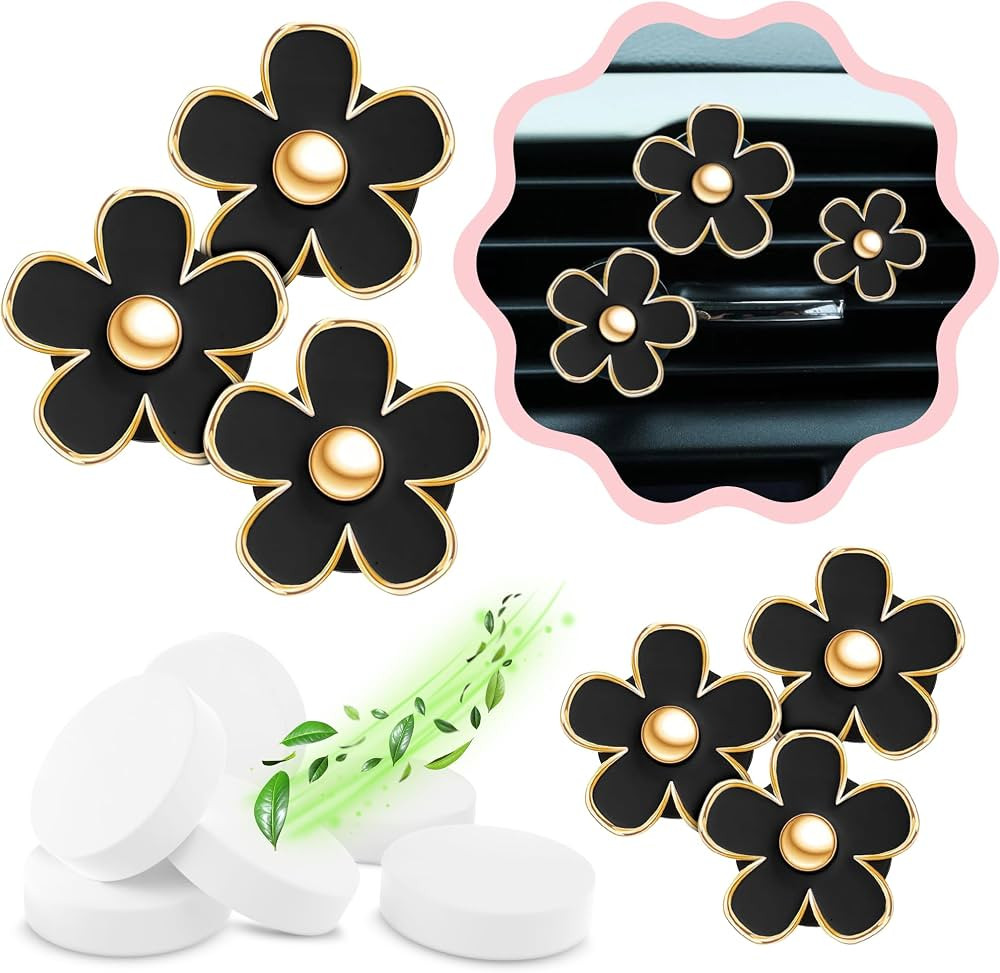 6 Pieces Daisy Car Decoration Flower Air Vent Clip Air Conditioning Outlet Clip Car Air Freshener... | Amazon (US)