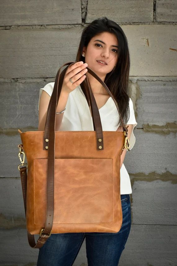 leather tote bag for women handmade purse work large travel tote bag birthday anniversary gift fo... | Etsy (US)