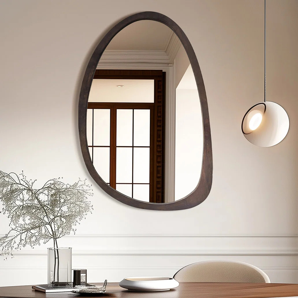 Asymmetrical Wood Framed Wall Accent Mirror | Wayfair UK