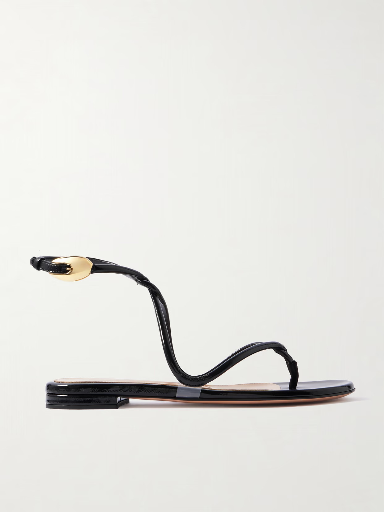 Gianvito Rossi - Jungle Mamba Patent-leather Sandals - Black | NET-A-PORTER (US)